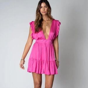 NWT Stillwater Jesse Mini Dress Size M Color Rose Deep V